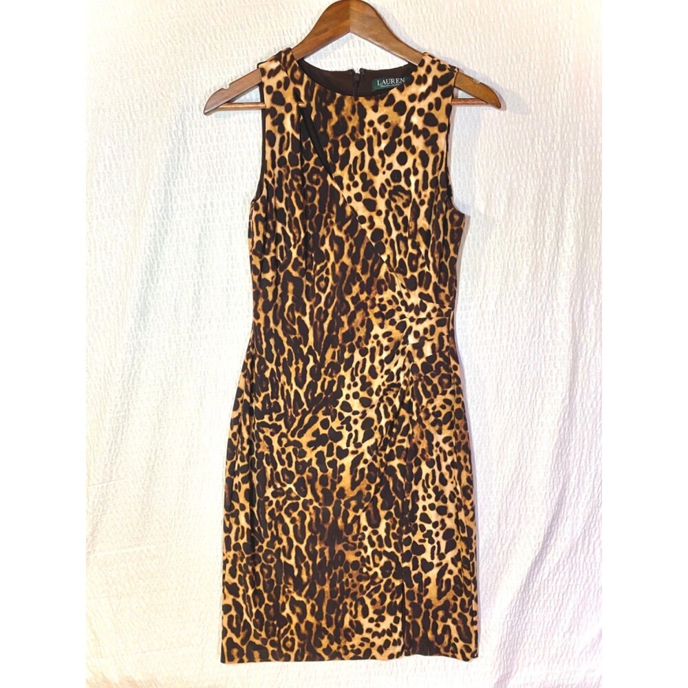 Lauren Ralph Lauren Women Leopard Cheetah Print Sheath Dress Once Worn EUC Sz 6